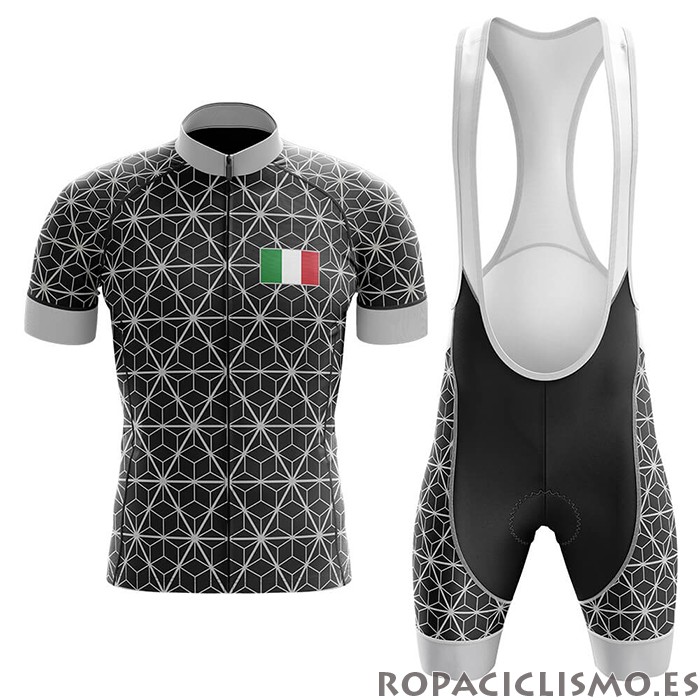 2020 Maillot Italia Tirantes Mangas Cortas Negro Gris